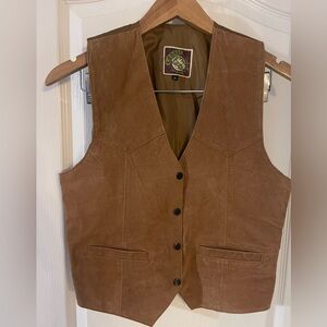 Elegant Tan Leather Suede Vest